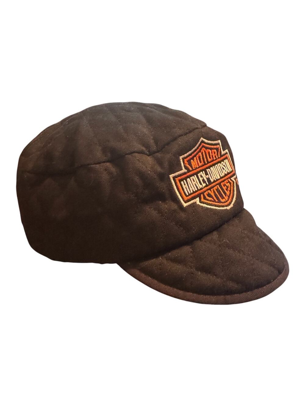 Harley Davidson Made in USA Black Quilted Welders Cap Bar and Shield Vintage LXL